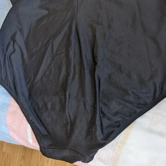 Black V-Neck Low Back One Piece Bathing suit - Picture 6 of 11